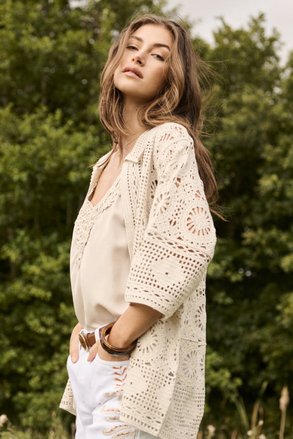 Cream - 10615019 - Knitted Top