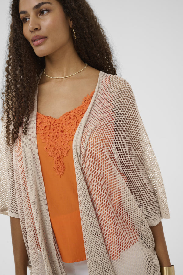 Cream - 10615048 - Knitted Cardigan