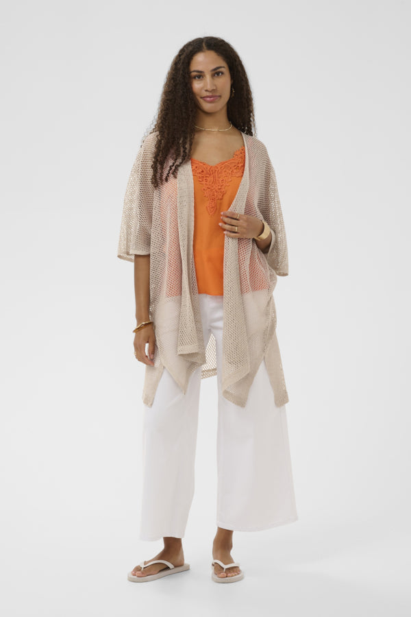 Cream - 10615048 - Knitted Cardigan