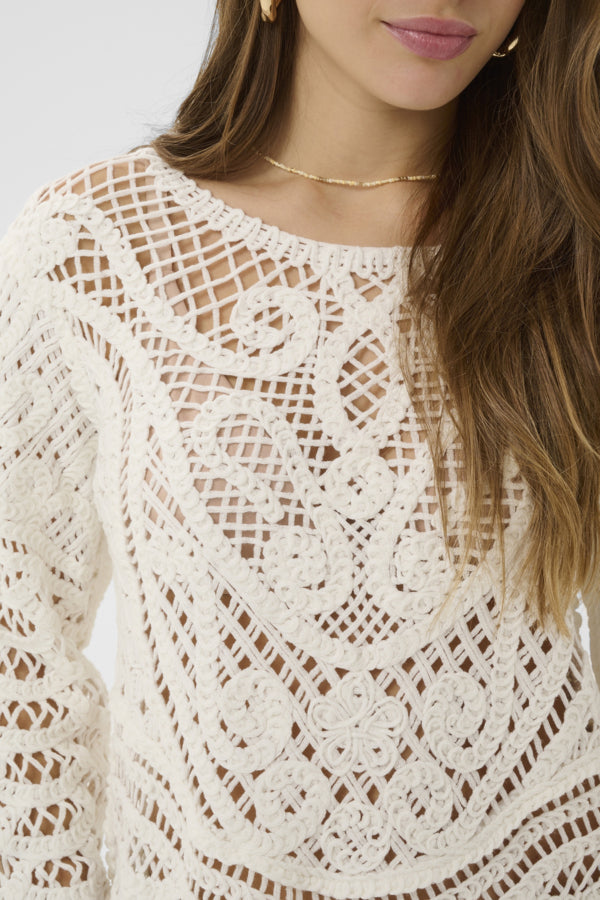 Cream - 10615094 - Knitted Slipover