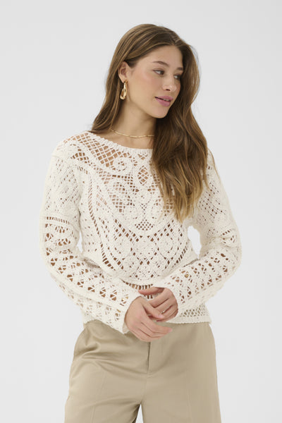 Cream - 10615094 - Knitted Slipover