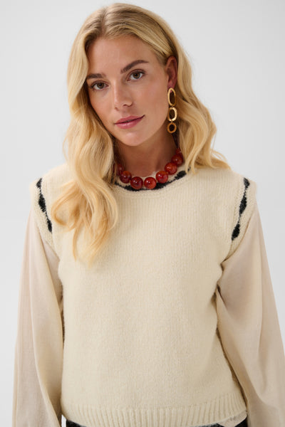 Cream - 615525 - Knitted Slipover
