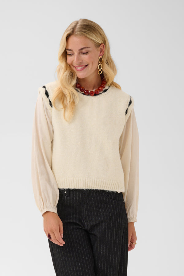 Cream - 615525 - Knitted Slipover