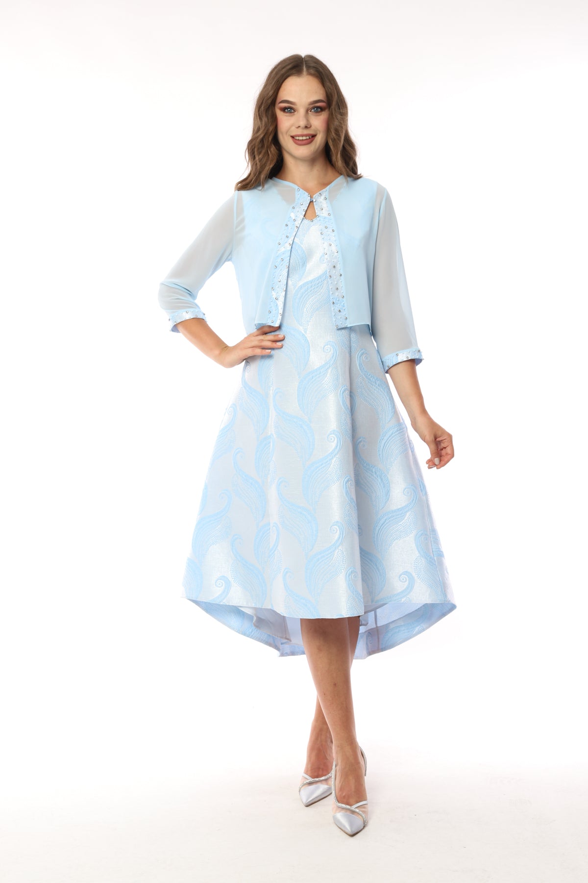 white christmas dresses Everly Cream & Blue Floral Strapless Maxi Dress main image 0